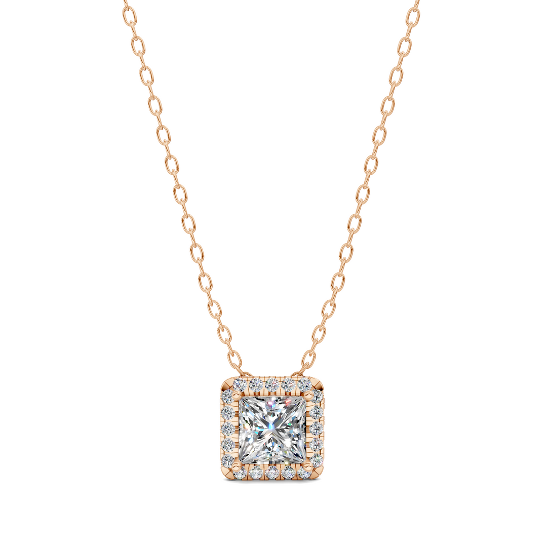 1.75CTW Halo Diamond Princess Pendant