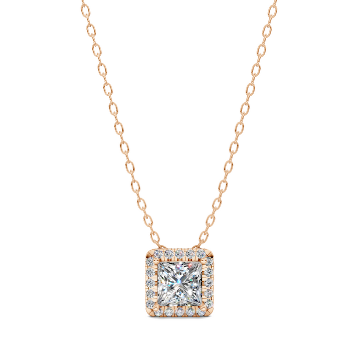 1.75CTW Halo Diamond Princess Pendant