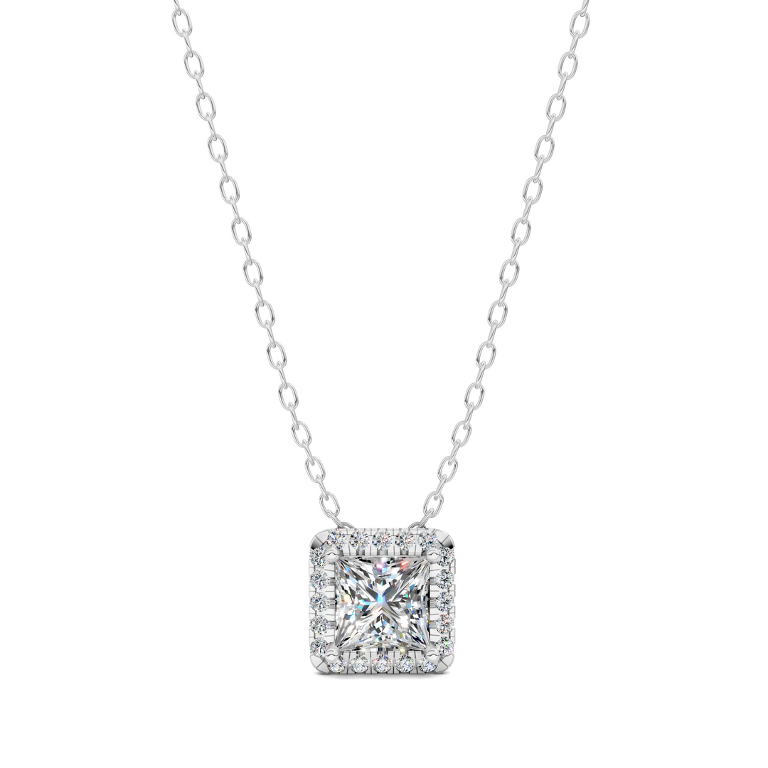 1.75CTW Halo Diamond Princess Pendant