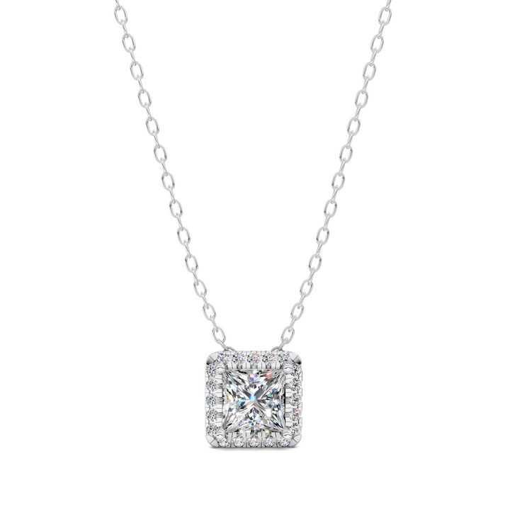 1.75CTW Halo Diamond Princess Pendant