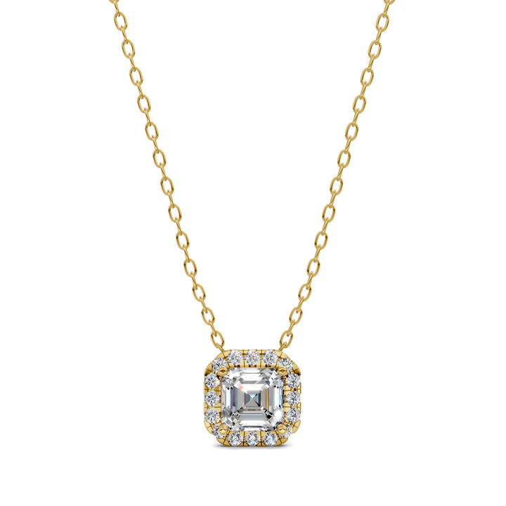 1.75CTW Halo Diamond Asscher Pendant