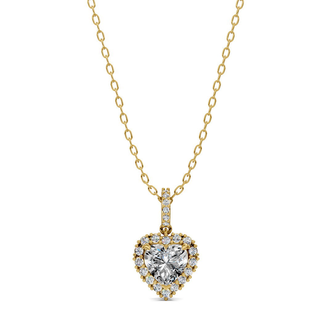 1.80CTW Halo Heart Pendant
