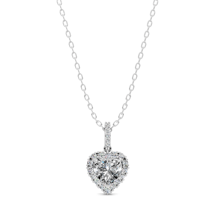 1.80CTW Halo Heart Pendant
