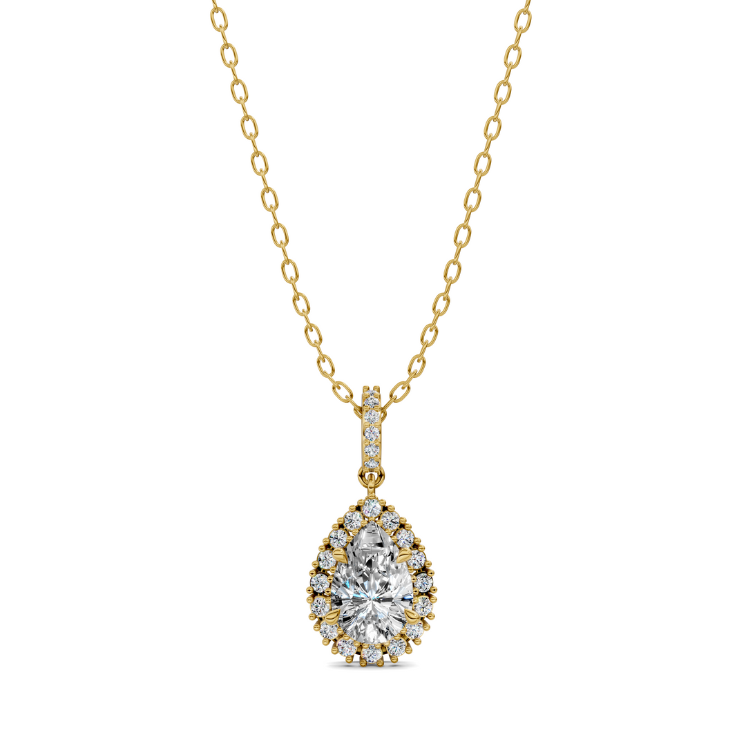 1.80CTW Halo Pear Pendant
