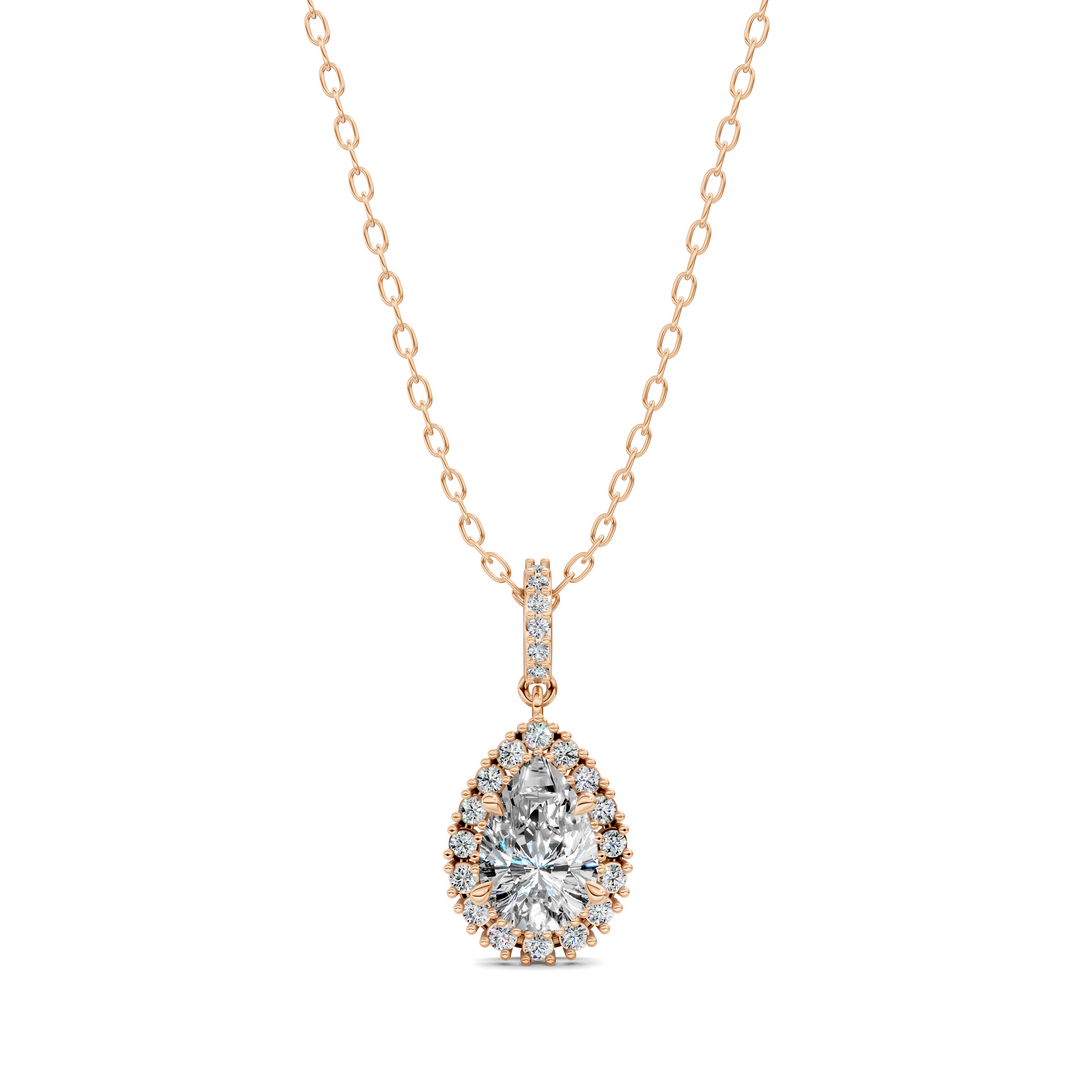 1.80CTW Halo Pear Pendant