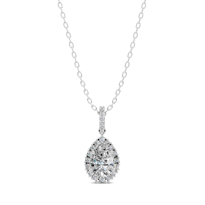 1.80CTW Halo Pear Pendant