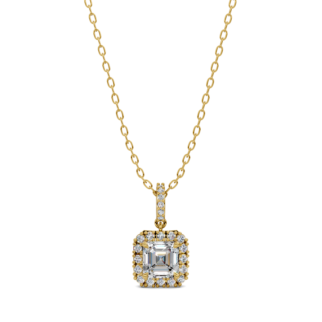 1.80CTW Halo Asscher Pendant