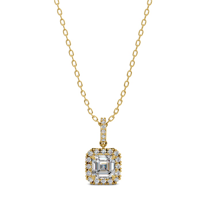 1.80CTW Halo Asscher Pendant