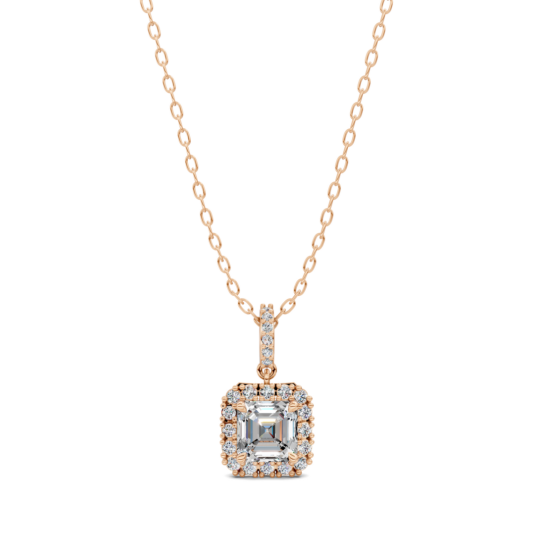 1.80CTW Halo Asscher Pendant