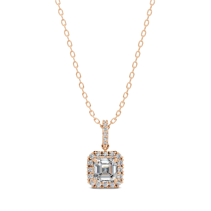 1.80CTW Halo Asscher Pendant