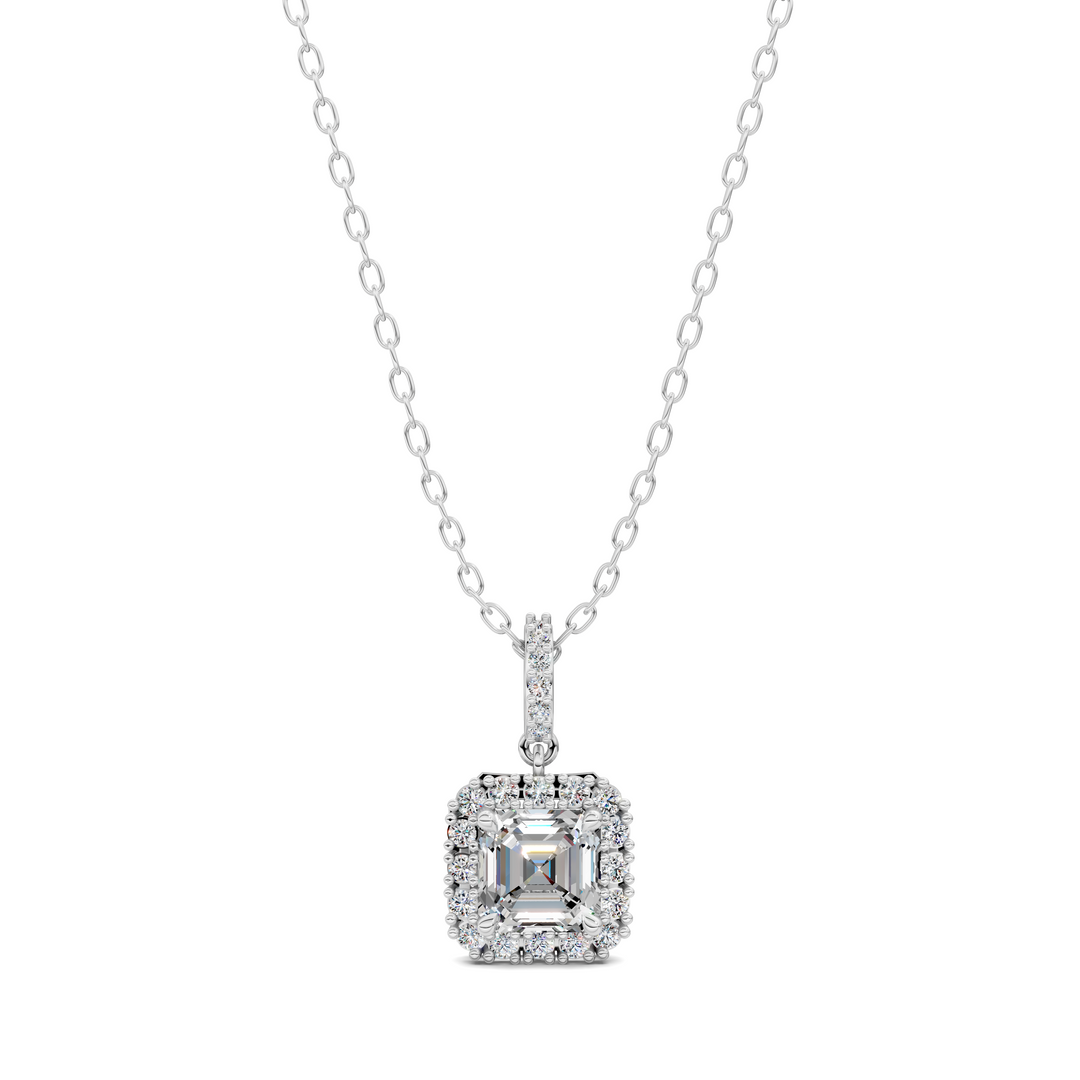 1.80CTW Halo Asscher Pendant