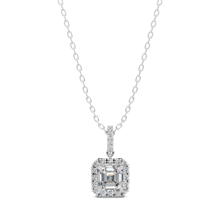1.80CTW Halo Asscher Pendant