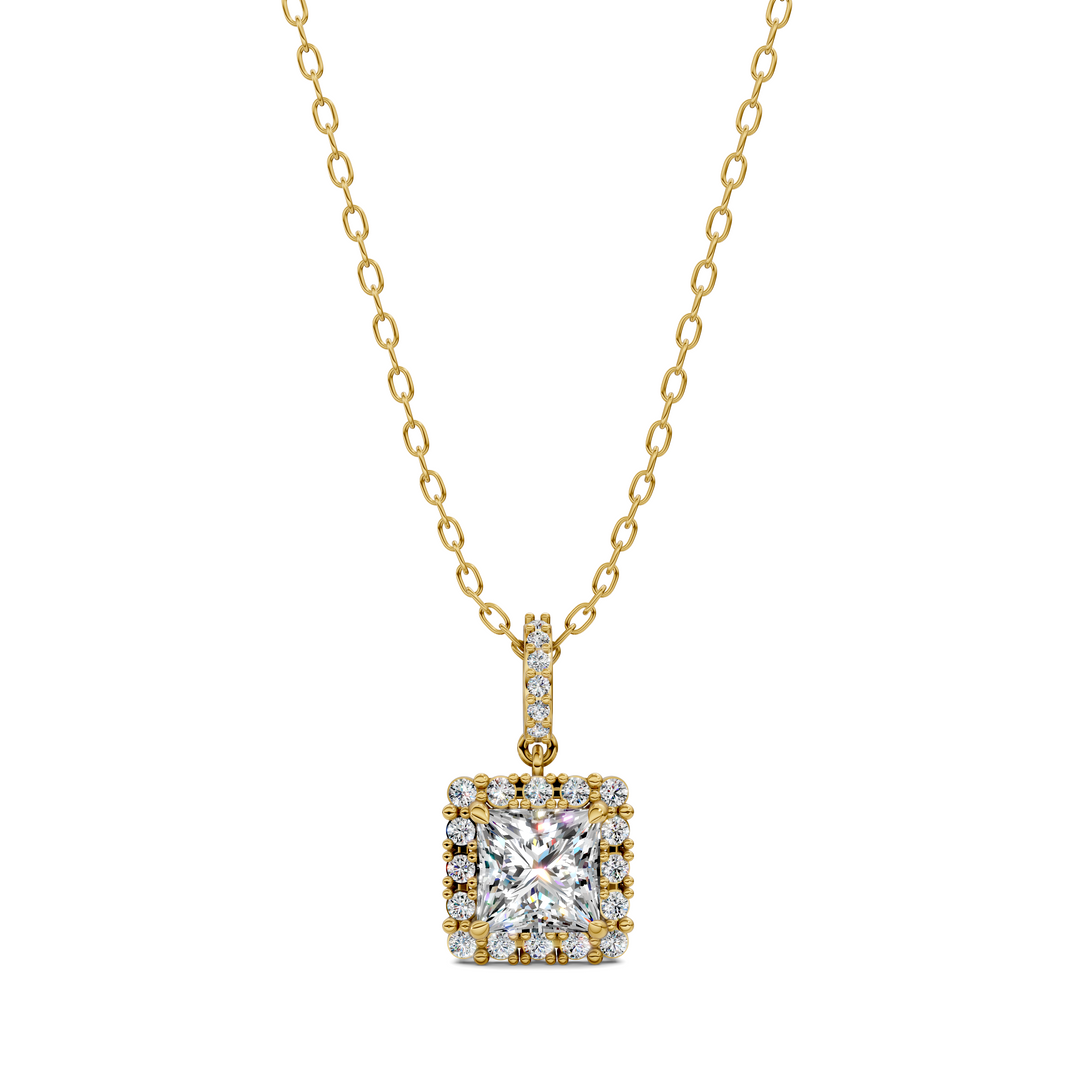 1.80CTW Halo Princess Pendant