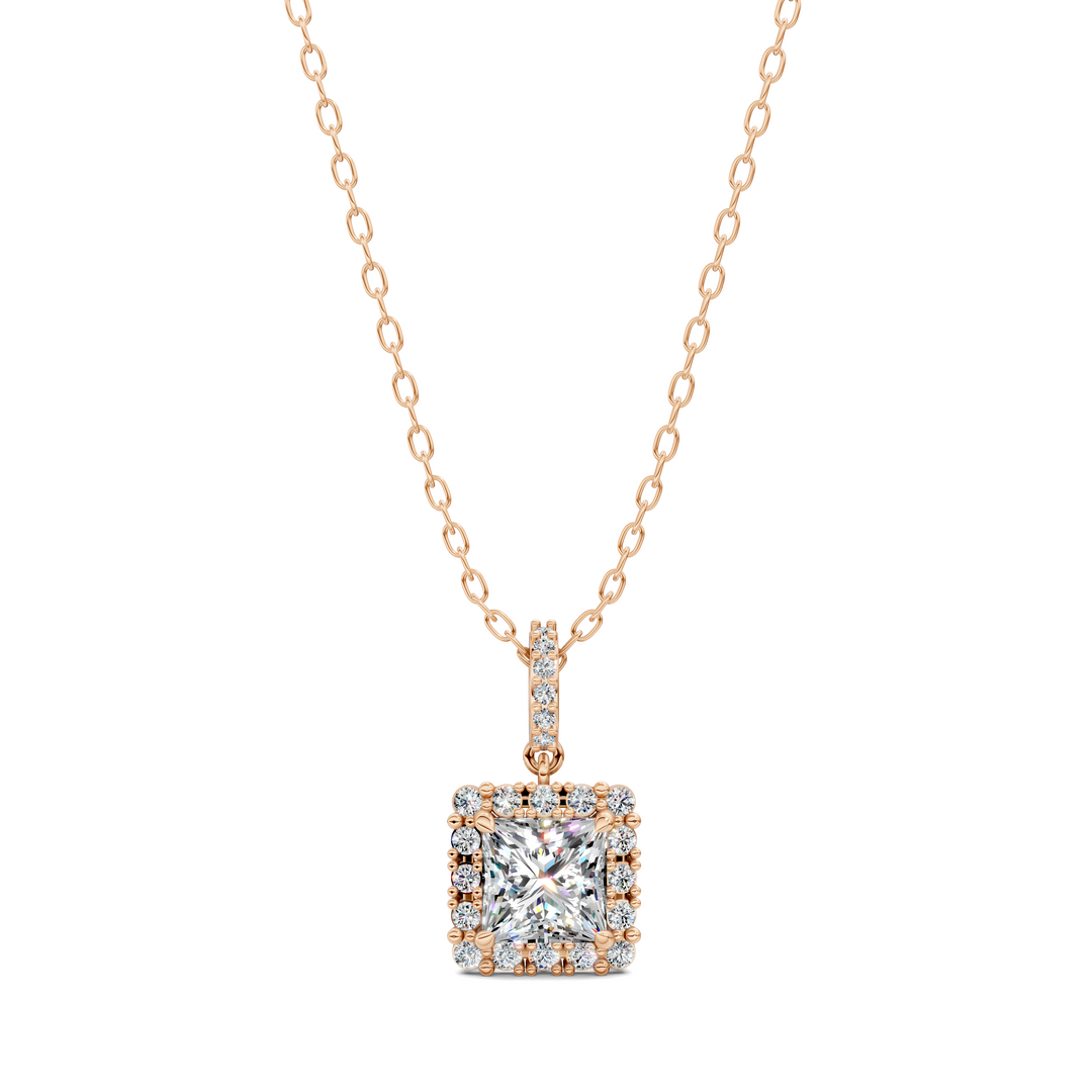 1.80CTW Halo Princess Pendant