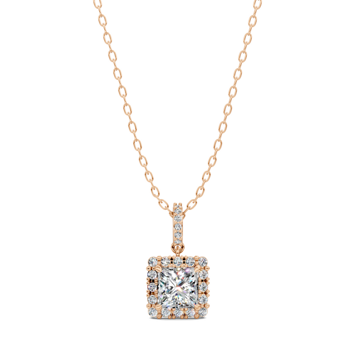 1.80CTW Halo Princess Pendant