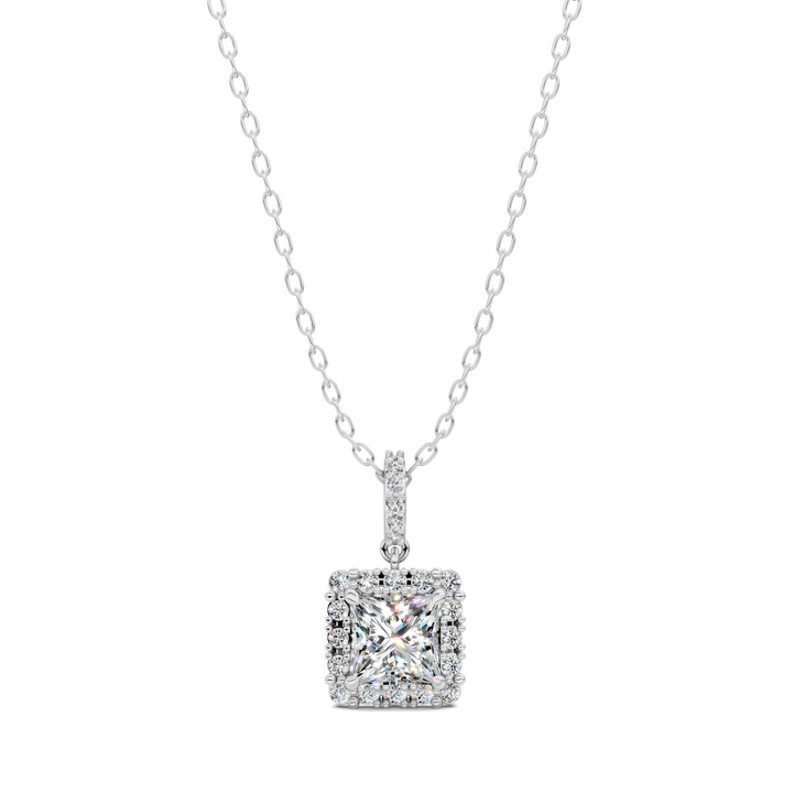 1.80CTW Halo Princess Pendant