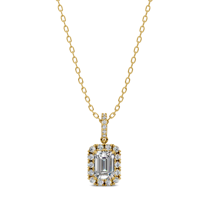 1.80CTW Halo Emerald Pendant