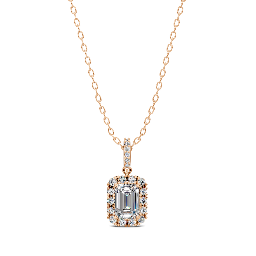1.80CTW Halo Emerald Pendant