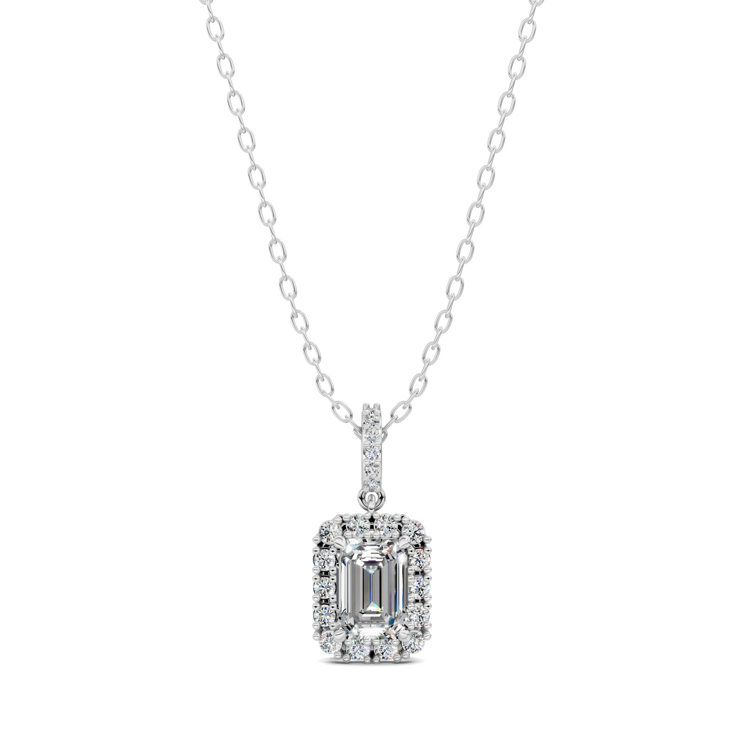 1.80CTW Halo Emerald Pendant