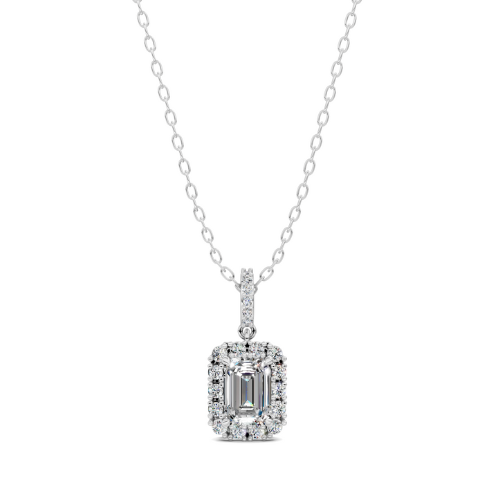 1.80CTW Halo Emerald Pendant