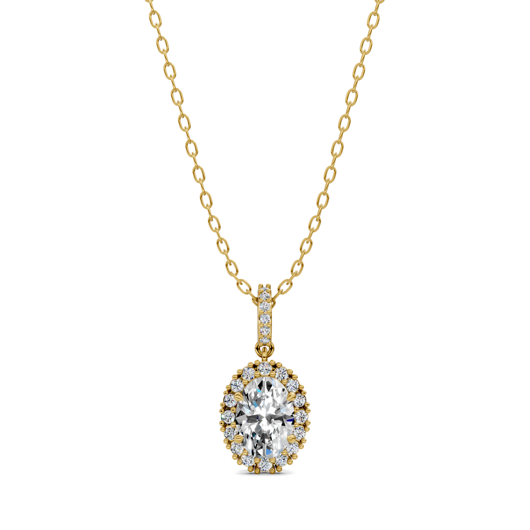 1.80CTW Halo Oval Pendant