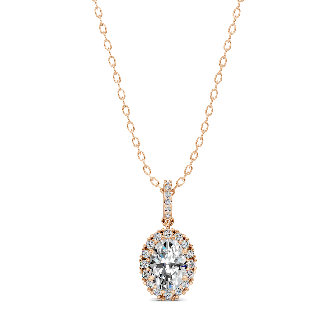 1.80CTW Halo Oval Pendant