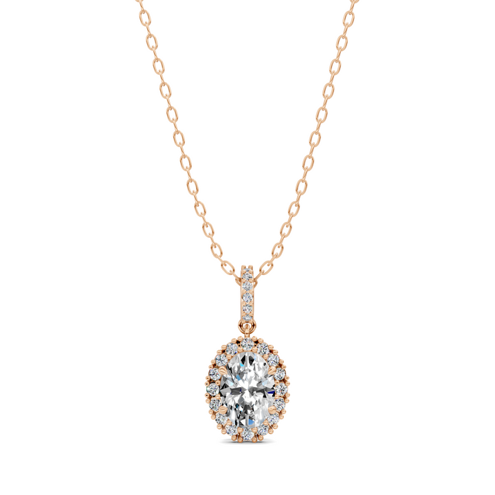 1.80CTW Halo Oval Pendant