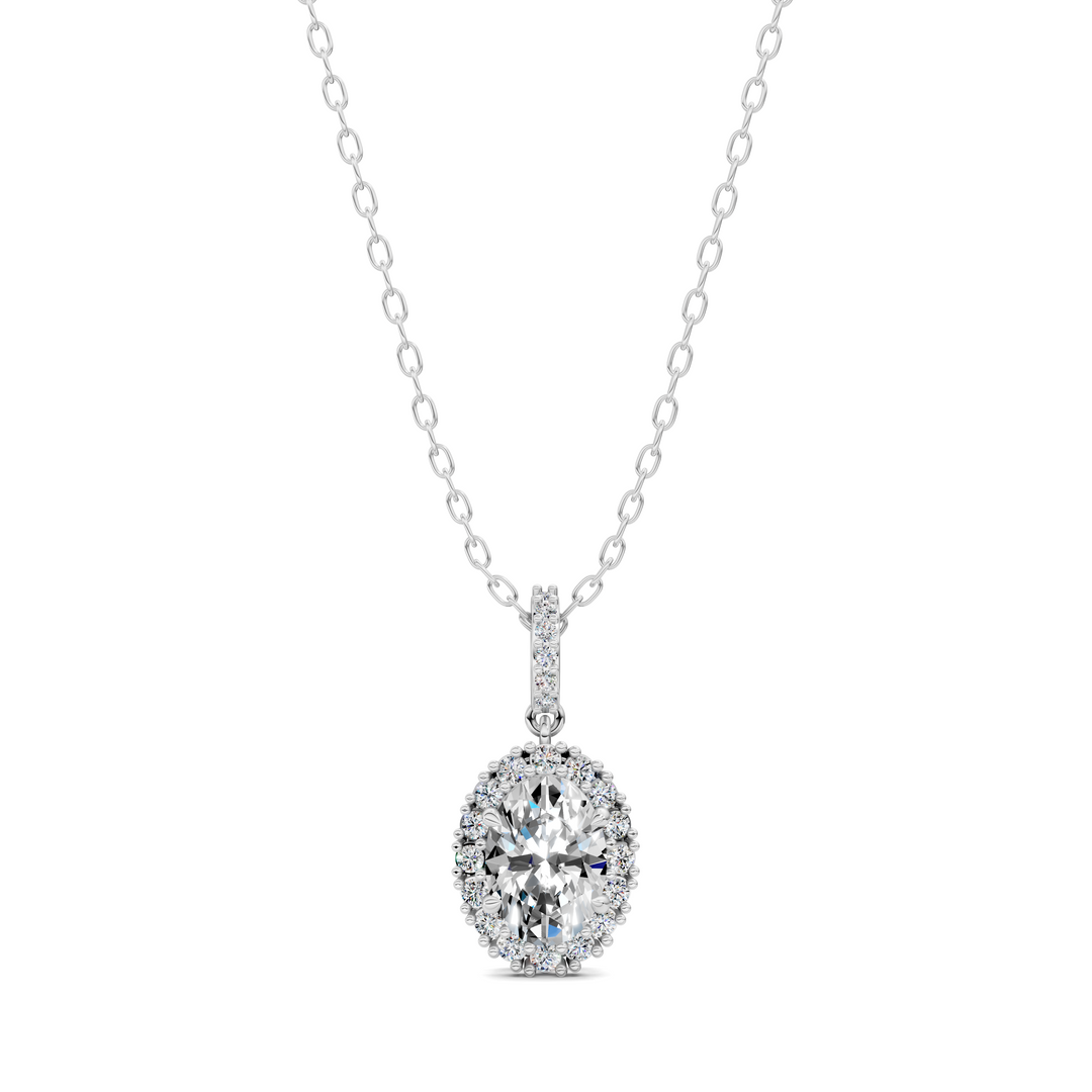 1.80CTW Halo Oval Pendant