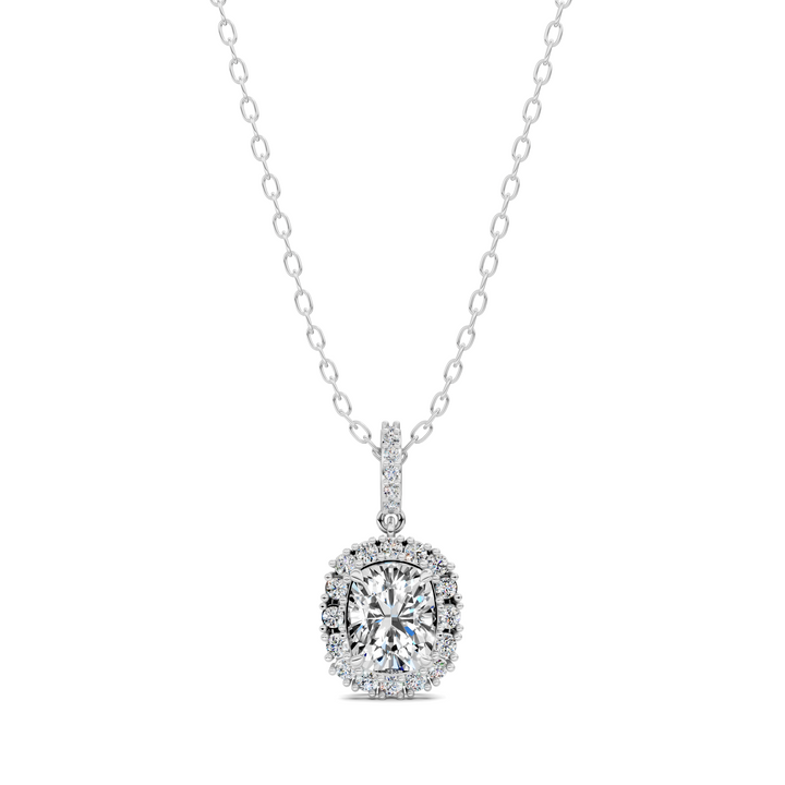 1.80CTW Halo Cushion Pendant
