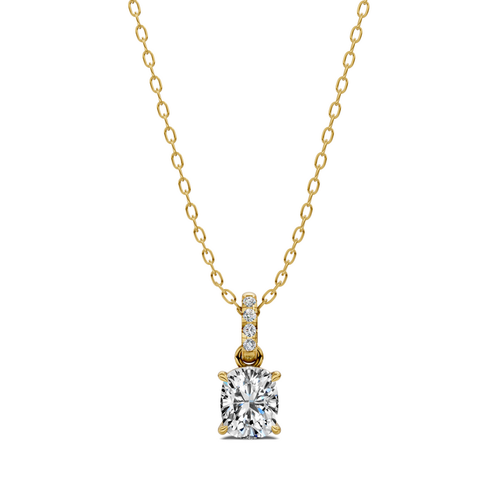 1.50CTW Pave Bail Cushion Pendant
