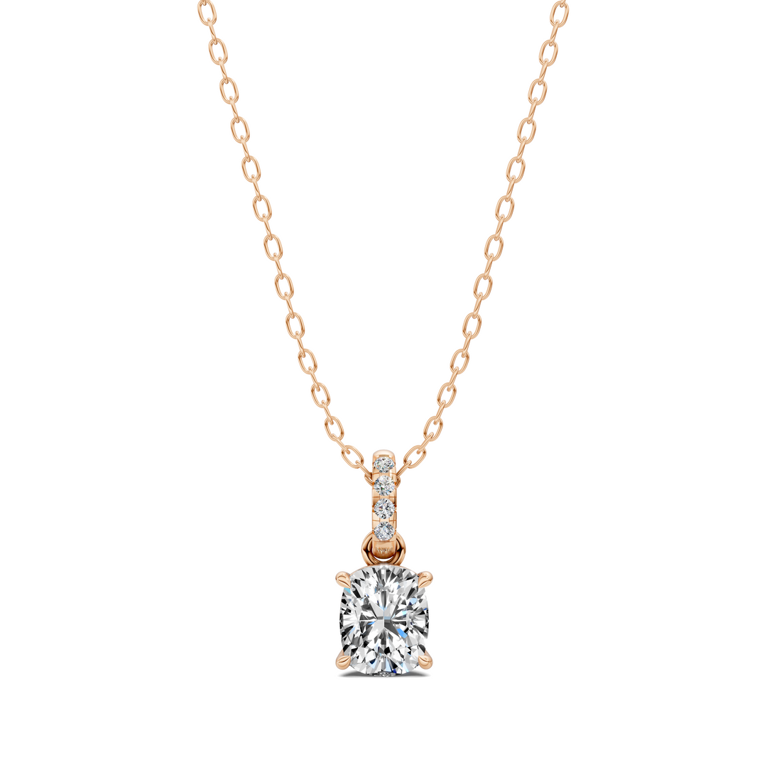 1.50CTW Pave Bail Cushion Pendant