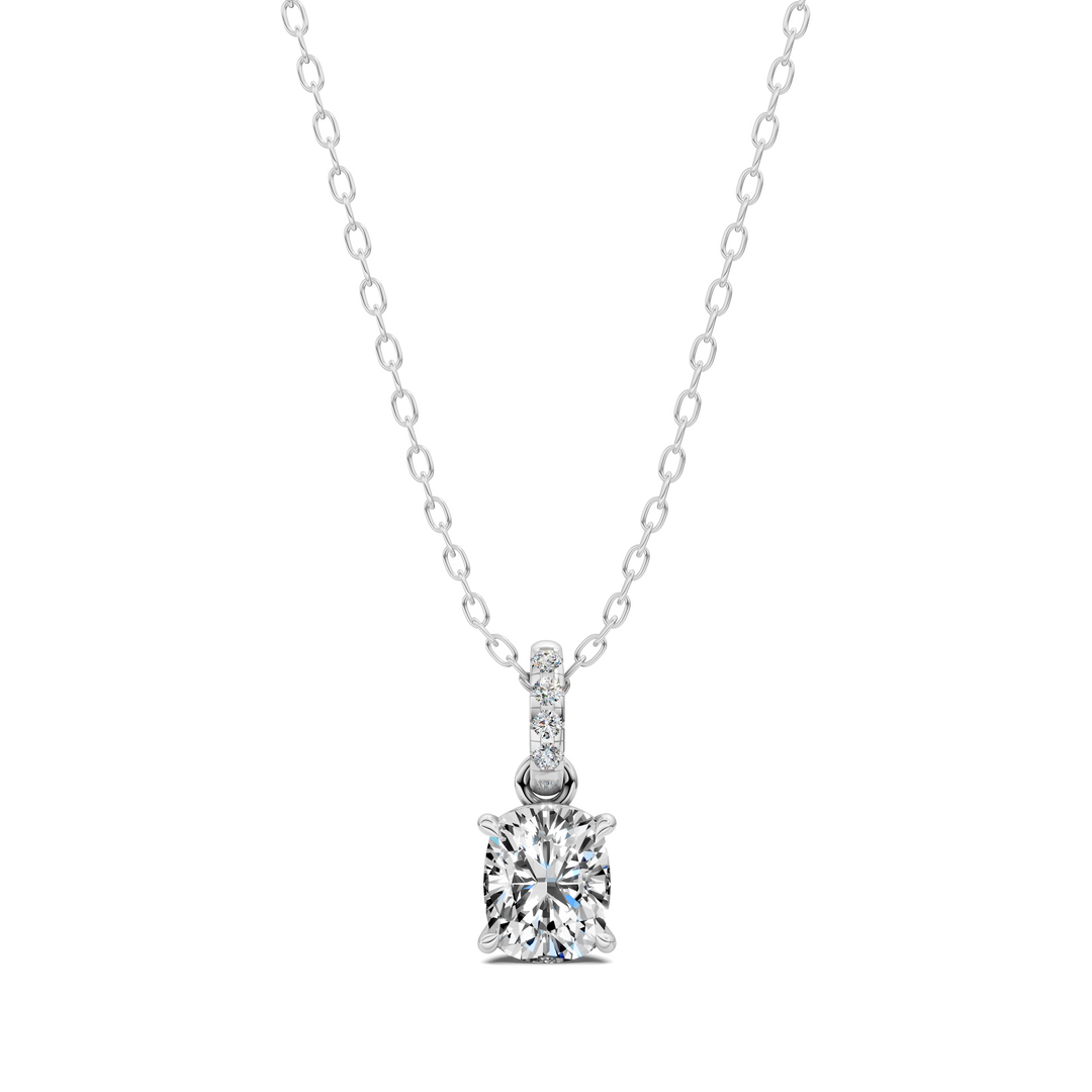 1.50CTW Pave Bail Cushion Pendant