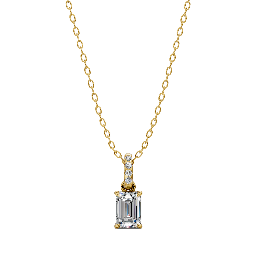 1.50CTW Pave Bail Emerald Pendant