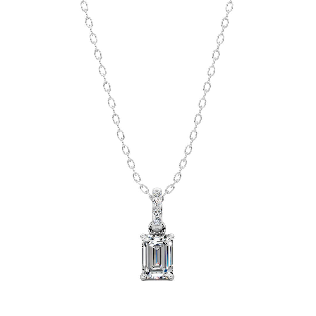 1.50CTW Pave Bail Emerald Pendant