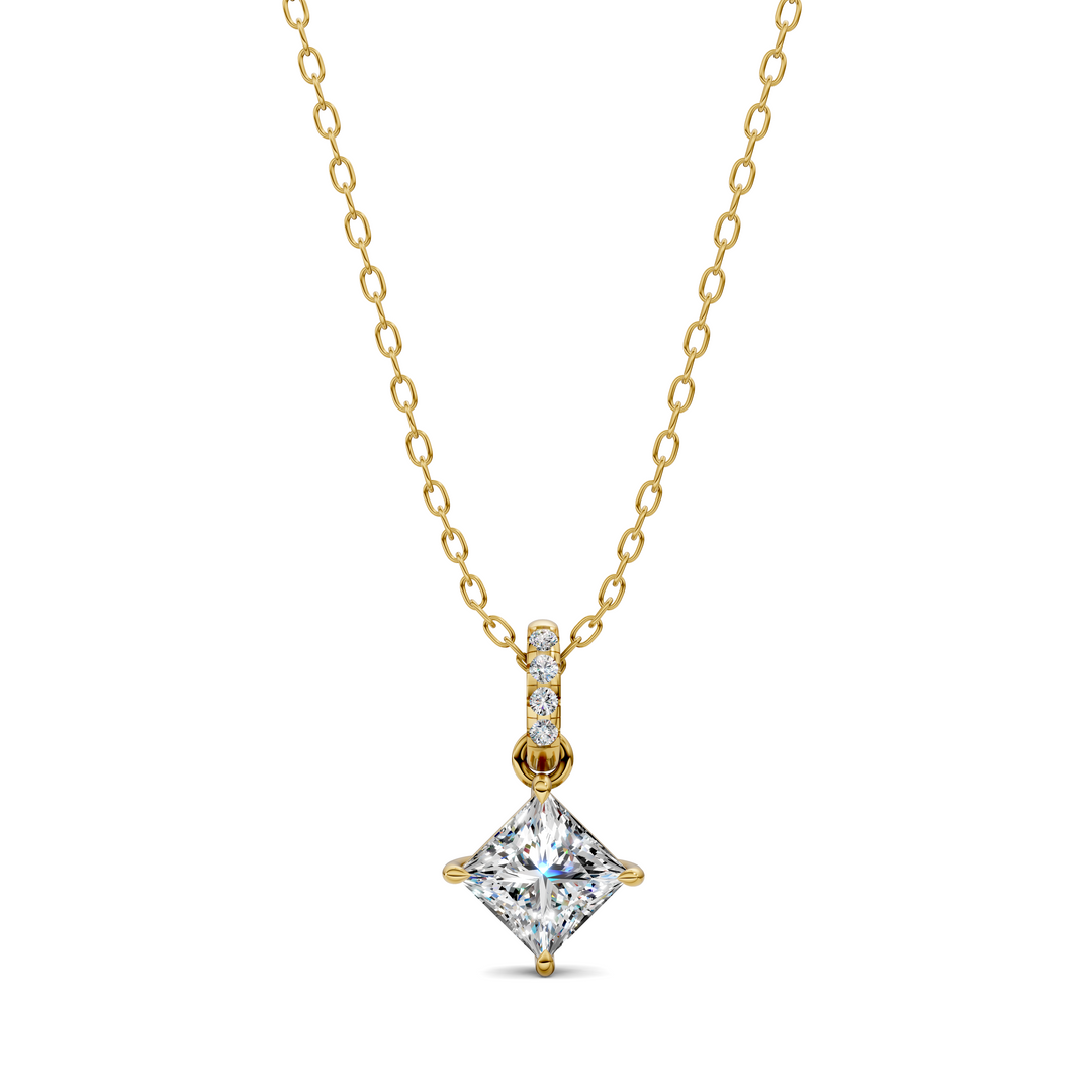 1.50CTW Pave Bail Princess Pendant