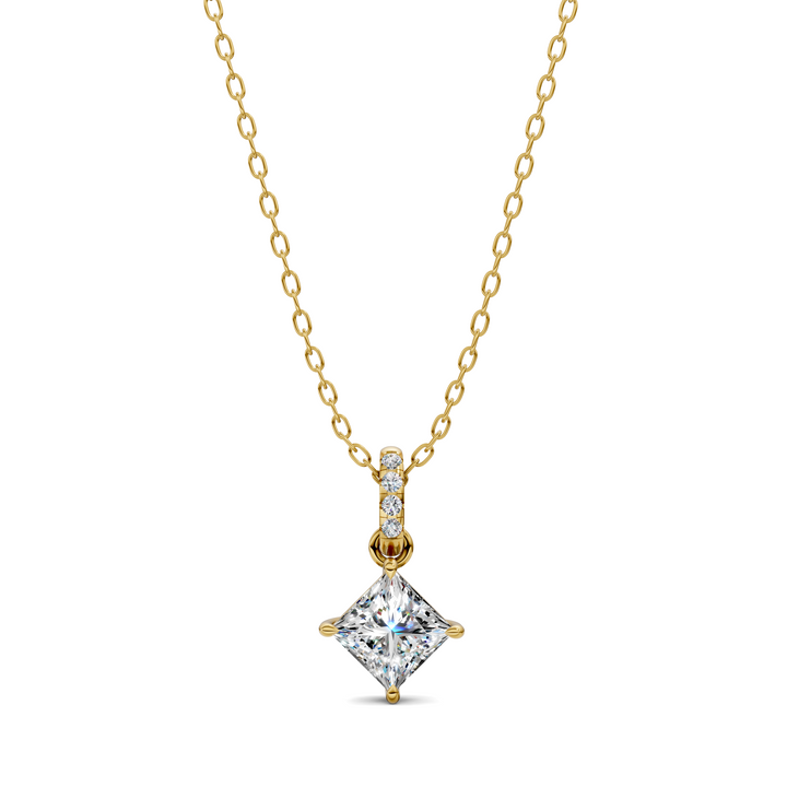 1.50CTW Pave Bail Princess Pendant