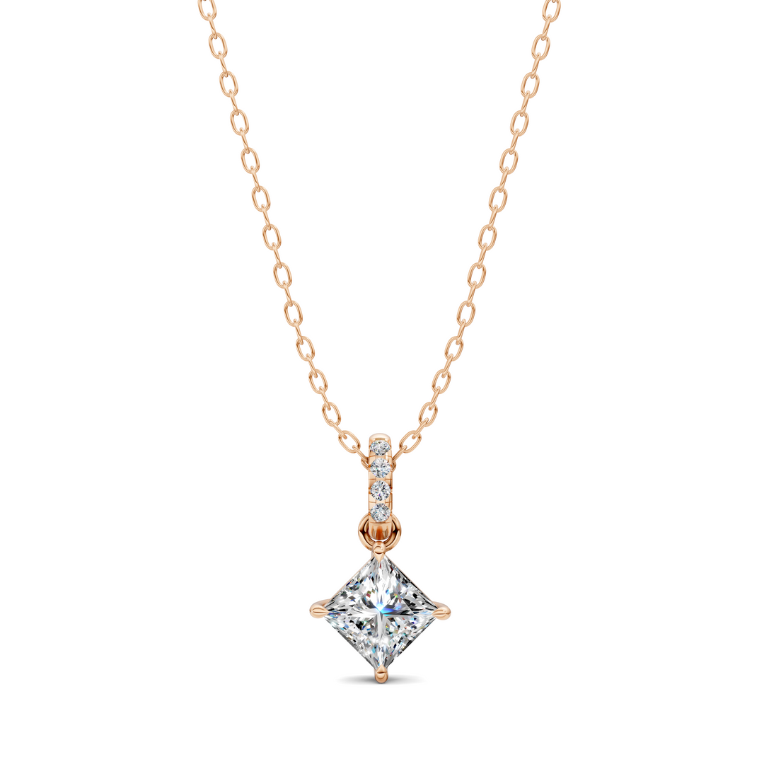 1.50CTW Pave Bail Princess Pendant
