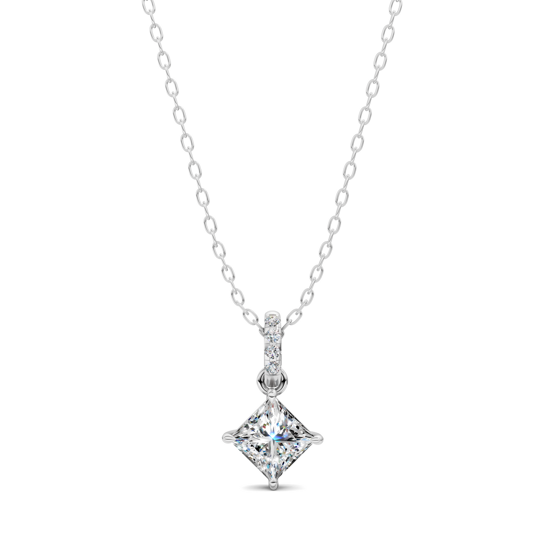 1.50CTW Pave Bail Princess Pendant