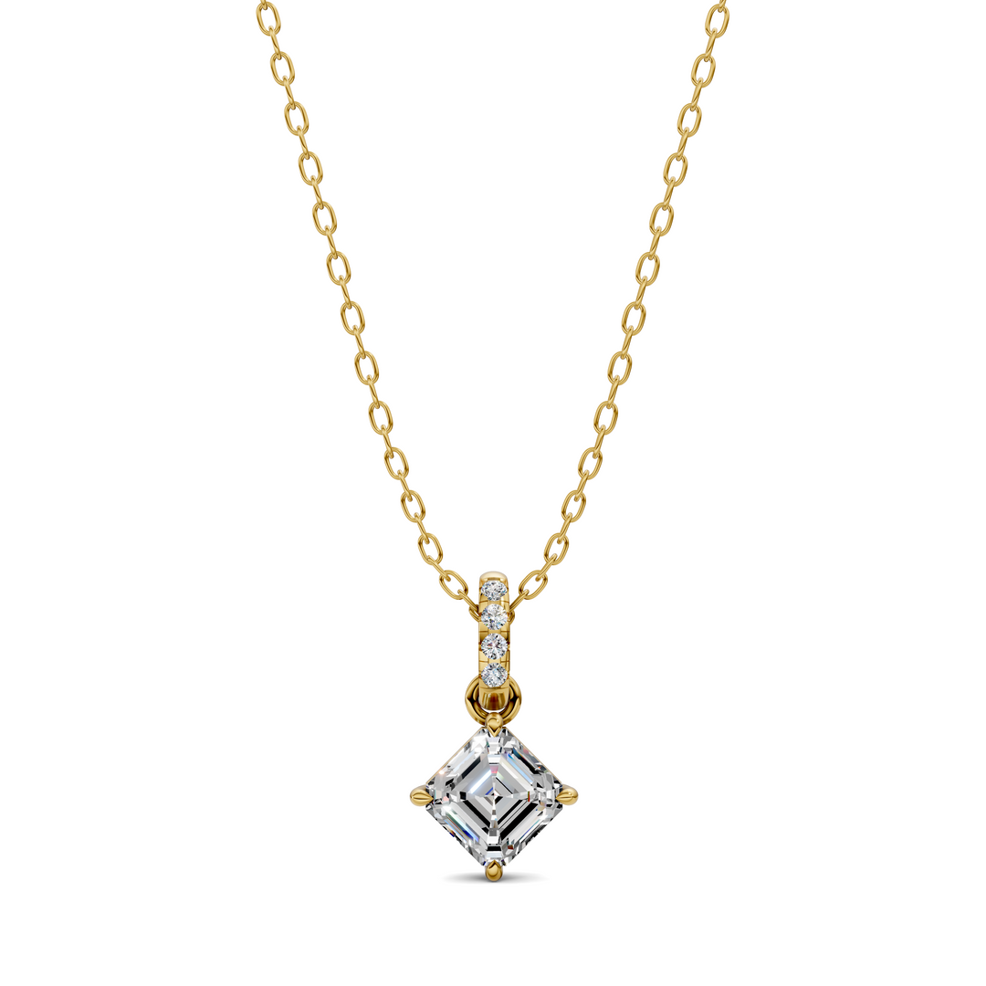 1.50CTW Pave Bail Asscher Pendant