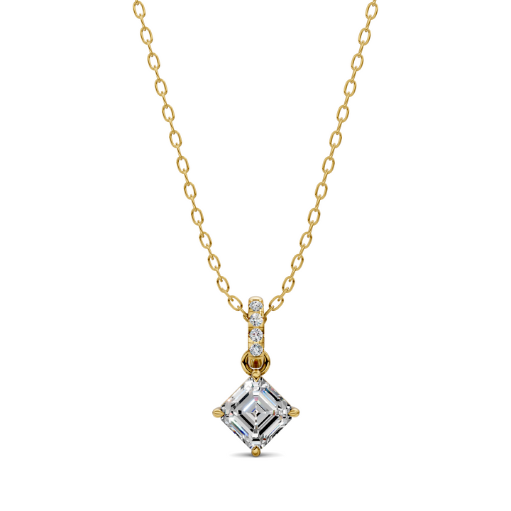 1.50CTW Pave Bail Asscher Pendant