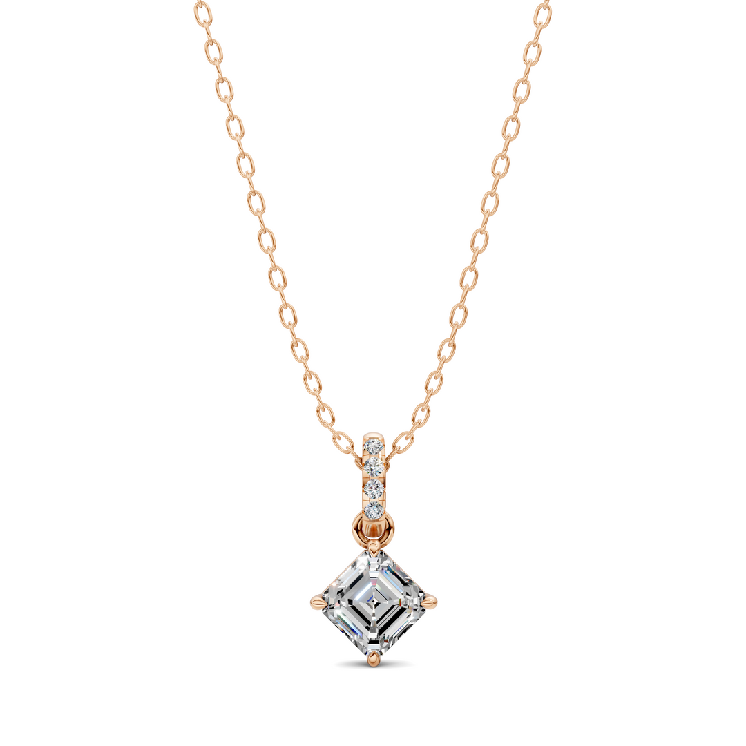 1.50CTW Pave Bail Asscher Pendant