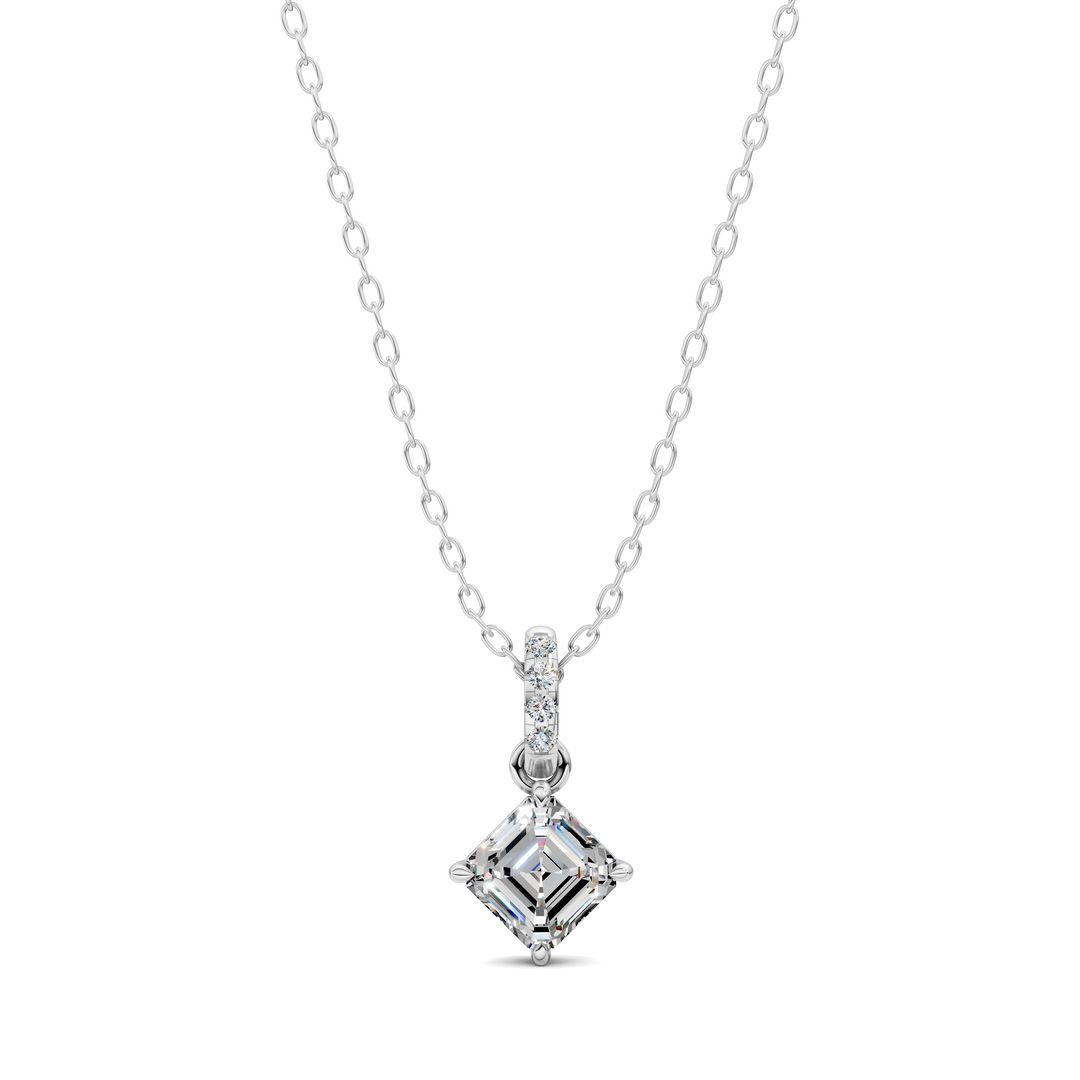 1.50CTW Pave Bail Asscher Pendant