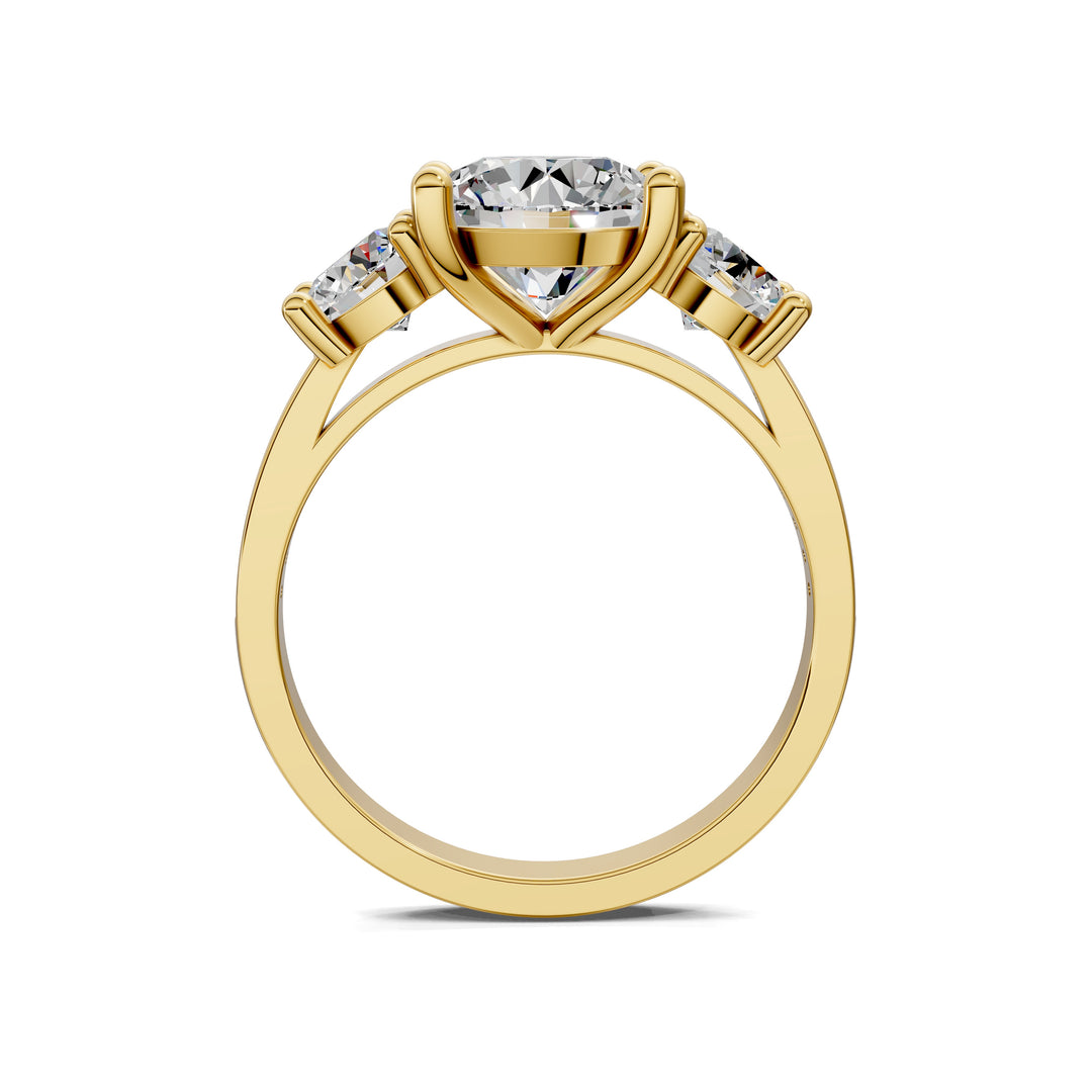 Brianna Round Three Stone with Pave Engagement Ring