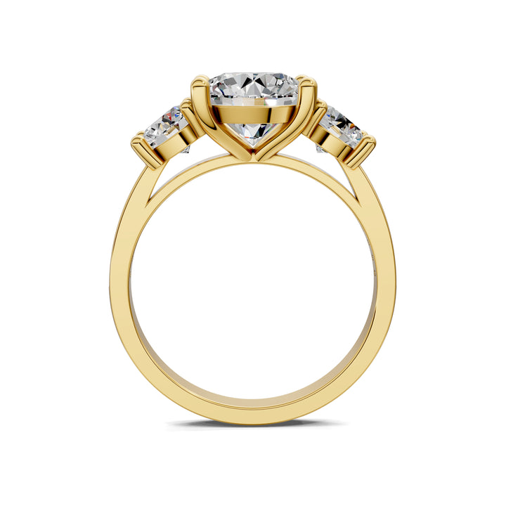 Brianna Round Three Stone with Pave Engagement Ring