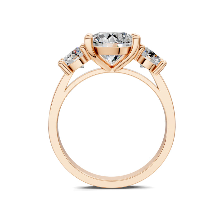 Brianna Round Three Stone with Pave Engagement Ring