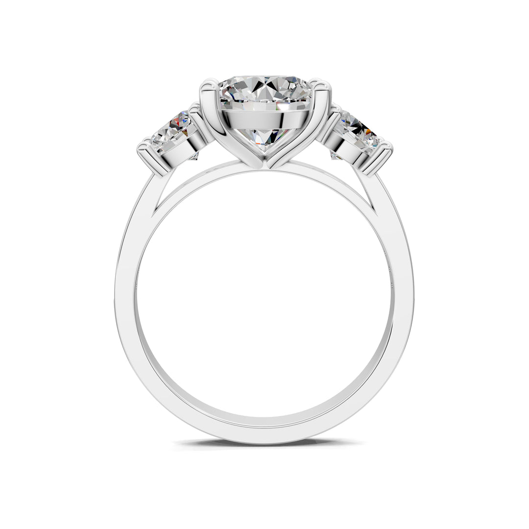 Brianna Round Three Stone with Pave Engagement Ring