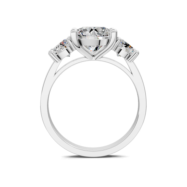 Brianna Round Three Stone with Pave Engagement Ring