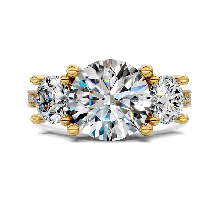 Brianna Round Three Stone with Pave Engagement Ring