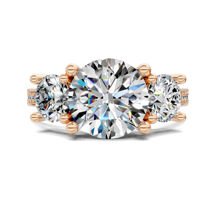 Brianna Round Three Stone with Pave Engagement Ring