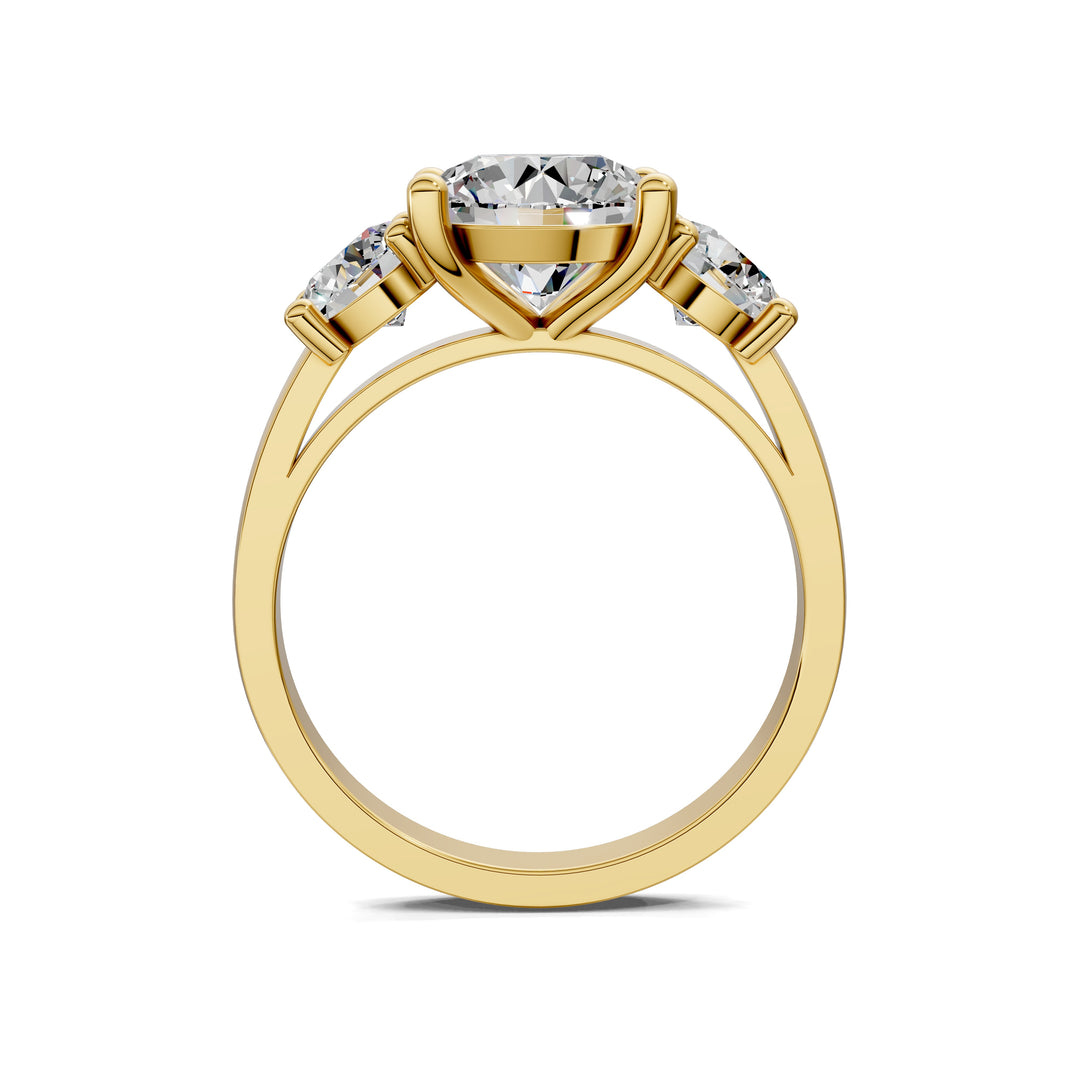 Amber Round Three Stone Engagement Ring